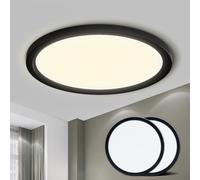 LQWELL® Plafonnier LED, Lampe de Salle de Bain Étanche IP44 Ronde Plate 18W 4000K 1600LM Lampe Simple Moderne Mince pour Salon Salle de Bain Chambre Cuisine Balcon Couloir Sous-Sol Bureau, 220 * 24mm