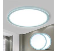 LQWELL® Plafonnier LED, Lampe de Salle de Bain Étanche IP44 Ronde Plate 18W 6000K 1600LM Lampe Simple Moderne Mince pour Salon Salle de Bain Chambre Cuisine Balcon Couloir Sous-Sol Bureau, 220 * 24mm