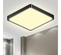 LQWELL® Plafonnier LED, Lampe de Salle de Bain Étanche IP44 Ronde Plate 23W 3000K 2400LM Lampe Simple Moderne Mince pour Salon Chambre Cuisine Balcon Couloir Sous-Sol Bureau, 300 * 25mm