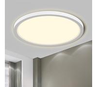 LQWELL® Plafonnier LED, Lampe de Salle de Bain Étanche IP44 Ronde Plate 24W 4000K 2600LM Lampe Simple Moderne Mince pour Salon Chambre Cuisine Balcon Couloir Sous-Sol Bureau, 300 * 25mm