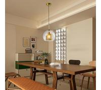 LQWELL® Suspension Globe E27, Lampe À Suspension Moderne Du Milieu Du SiÈCle, Abat-Jour En Verre Boule Industrielle pour Cuisine, Salon, Chambre À Coucher, Salle À Manger, Plafonnier En MÉTal, Or