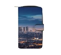 LQWOK Portefeuille imprimé Los Angeles Skyline - Portefeuille de voyage durable - Portefeuille universel en cuir - Motif Los Angeles Skyline - 19,7 x 11 x 3,5 cm - Moderne, Los Angeles Skyline,