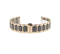 LQXHZ 12 14 16 18 20 22mm Sangle de montre en céramique for hommes Femmes Souffle Smooth Remplissage multi-design Bracelets communs en acier inoxydable(Rose Gold-Black,16mm)