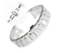 LQXHZ 18 Mm 22 Mm Compatible Avec La Montre En Céramique Armani AR1400 AR1410 AR1403 AR1402AR1401 Bracelet De Montre Bracelet Ceinture Noir Blanc Bouton Papillon (Color : White silver, Size : 22mm)