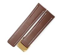 LQXHZ Bande de montre Compatible With Breitling Superocéan Avenger Navitimer Véritable cuir véritable homme regarder strap regarde accessoires bracelet bracelet(Brown-Gold Buckle1,20mm With LOGO)
