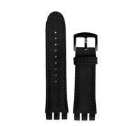 LQXHZ Bracelet De Montre 23 Mm En Cuir De Veau Véritable Avec Fermoir En Acier, Compatible Avec Les Montres Swatch IRONY YOS440 449 448 401G, For Homme(B Black black)