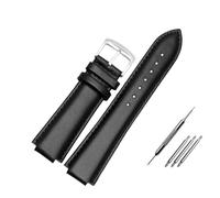 LQXHZ Bracelet De Montre Convexe 23 X 14 Mm En Cuir Véritable, Compatible Avec Les Bracelets Décontractés Noirs Citizen AU1065/1068/1060/1069(Black silver buckle)