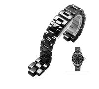 LQXHZ Bracelet De Montre Convexe En Céramique Noir Blanc Compatible Avec Les Bracelets J12 Bracelet 16 Mm 19 Mm Bracelet Spécial À Maillons Solides Boucle Déployante (Color : Black, Size : 16mm)