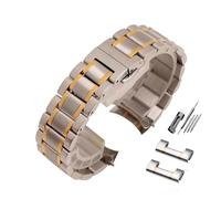 LQXHZ Bracelet De Montre En Acier Inoxydable À Extrémité Incurvée, Bracelet De Montre En Métal 14 Mm, 15 Mm, 16 Mm, 17 Mm, 18 Mm, 19 Mm, 20 Mm, 21 Mm, 22 Mm, 23 Mm, 24 Mm(Gold Stripe,19mm)