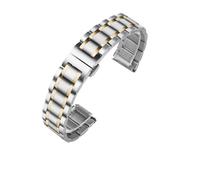 LQXHZ Bracelet De Montre En Acier Inoxydable À Extrémité Incurvée, Bracelets De Montre De 16 Mm, 17 Mm, 18 Mm, 19 Mm, 20 Mm, 21 Mm, 22 Mm, 23 Mm, 24 Mm(Silver gold-flat,16mm)