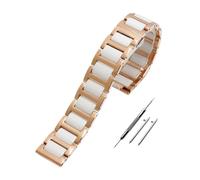 LQXHZ Bracelet De Montre En Acier Inoxydable Et Céramique, 12, 13, 14, 15, 16, 17, 18, 19, 20, 21, 22 Mm, For Femme Et Homme, À La Mode, À Dégagement Rapide(Rose gold white,16mm)