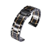 LQXHZ Bracelet De Montre En Acier Inoxydable Et Céramique À Dégagement Rapide For Hommes Et Femmes, 16, 18, 20, 22, 24 Mm(Black gold,18mm)