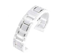 LQXHZ Bracelet De Montre En Acier Inoxydable Et Céramique À Dégagement Rapide For Hommes Et Femmes, 16, 18, 20, 22, 24 Mm(White silver,17mm)