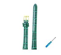 LQXHZ Bracelet De Montre En Cuir Brillant For Femme, 10 Mm, 12 Mm, 14 Mm, 16 Mm, 18 Mm, 20 Mm(Green-gold,20mm)