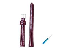 LQXHZ Bracelet De Montre En Cuir Brillant For Femme, 10 Mm, 12 Mm, 14 Mm, 16 Mm, 18 Mm, 20 Mm(Wine red-silver,16mm)