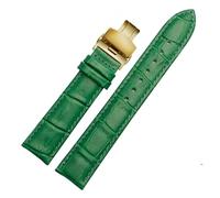 LQXHZ Bracelet De Montre En Cuir De Vachette 12 Mm, 14 Mm, 15 Mm, 16 Mm, 18 Mm, Boucle Papillon, For Femme(Green golden Folding,18mm)
