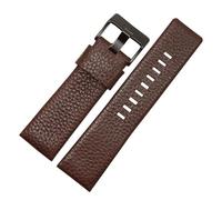 LQXHZ Bracelet De Montre En Cuir Véritable 22/24/26/27/28/30mm, Grain Litchi, Compatible Avec Les Bracelets Diesel DZ7256, DZ4344, DZ1657 Et DZ1206(Brown black buckle,27mm)
