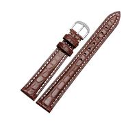 LQXHZ Bracelet De Montre En Cuir Véritable Crocodile For Femme, Petite Taille, 12 Mm, 13 Mm, 14 Mm, 15 Mm, 16 Mm(Brown white line,14mm silver buckle)