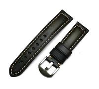 LQXHZ Bracelet de montre en cuir véritable italien 20 mm 22 mm 24 mm 26 mm marron noir rouge bleu vintage fait main bracelet de montre compatible avec Panerai Huawei(Black,22mm)