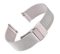 LQXHZ Bracelet De Montre En Maille Milanaise Acier Inoxydable, Argenté Et Noir, Disponible 16, 18, 20 22 Mm(Silver,18mm)