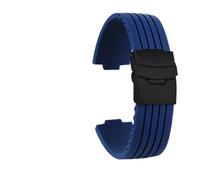LQXHZ Bracelet De Montre En Silicone À Extrémité Convexe 22 X 11 Mm 24 X 12 Mm Compatible Avec Oris Aquis 7330 7740, Bracelet En Caoutchouc Souple For Homme(Blue-black buckle,24-12mm convex)