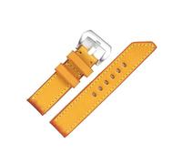 LQXHZ Bracelet de montre rétro en cuir véritable pour homme - 18 mm, 20 mm, 22 mm, 24 mm - Bleu et jaune - Compatible avec les bracelets de rechange Panerai, 18mm