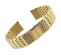 LQXHZ Bracelet De Montre Solide À 9 Perles En Acier Inoxydable, 13 Mm, 18 Mm, 20 Mm, 22 Mm, Avec Boucle Papillon(Gold,13mm)