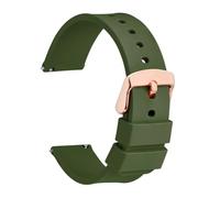 LQXHZ Bracelet de montre sport en silicone for femme, tailles 12, 14, 16, 18, 19, 20, 21, 22 et 24 mm, avec boucle en acier inoxydable or rose.(Army Green,14mm)