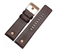 LQXHZ Bracelet De Montre Tendance En Cuir De Vache Avec Rivet, Compatible Avec Les Modèles Diesel DZ7313, DZ7333, 7322, 7257, 4318, 7348, 7334(Brown x rose gold,24mm)