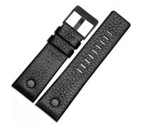LQXHZ Bracelet De Montre Tendance En Cuir De Vache Avec Rivet, Compatible Avec Les Modèles Diesel DZ7313, DZ7333, 7322, 7257, 4318, 7348, 7334(Black Black buckle,28mm)