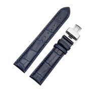LQXHZ Bracelet De Montre Tendance En Cuir Véritable For Homme, Texture Crocodile, 14 Mm, 16 Mm, 18 Mm, 20 Mm, 22 Mm, Bleu Foncé(Blue silver,23mm)
