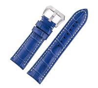 LQXHZ Bracelet En Cuir For Homme 20 Mm, 22, 24, 26, Compatible Avec Panerai, De Vache Bleu Vintage, Fait Main, Boucle Ardillon Personnalisée(Blue white line,22mm)