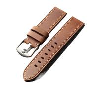 LQXHZ Bracelet En Cuir Haut De Gamme Fait Main, 20 21 22 23 24 26 Mm Plié Sans Intercalaire, Style Robuste Et Épais For Homme, Marron(C silver buckle,22mm)