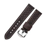 LQXHZ Bracelet En Cuir Poreux For Montre Bracelet Ceinture Respirant En Cuir Véritable Bracelets De Montre Bracelet 20mm 22mm 23mm Vintage Vert Gris(Coffee brown,20mm)