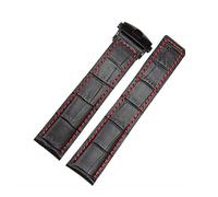 LQXHZ Bracelet en cuir véritable 19mm 20mm 22M Compatible With Watherband Hommes Bracelet Bande Accessoires Bande Boucle Boucle En Cuir Sangle(Black red black,20mm)
