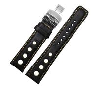 LQXHZ Bracelet En Cuir Véritable 20 Mm Compatible Avec La Montre Tissot Sports Racing Series PRS516 T91 1853 For Homme(Black-yellow,Black buckle)