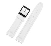 LQXHZ Bracelet En Cuir Véritable Compatible Avec Swatch YCS YAS YGS IRONY, Bracelet De Montre En Cuir De Vache 17 Mm 19 Mm(White black bucke,17mm)