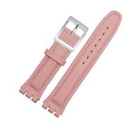 LQXHZ Bracelet En Cuir Véritable Compatible Avec Swatch YCS YAS YGS IRONY, Bracelet De Montre En Cuir De Vache 17 Mm 19 Mm(Pink silver bucke,17mm)