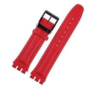 LQXHZ Bracelet En Cuir Véritable Compatible Avec Swatch YCS YAS YGS IRONY, Bracelet De Montre En Cuir De Vache 17 Mm 19 Mm(Red black bucke,17mm)