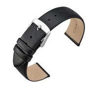 LQXHZ Bracelets De Montre 16 Mm, 18 Mm, 20 Mm, 22 Mm, En Cuir De Veau Véritable Avec Boucle En Acier Inoxydable For Hommes Et Femmes(Black-Silver Buckle,18mm)