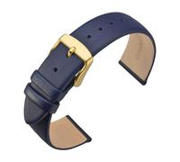 LQXHZ Bracelets De Montre 16 Mm, 18 Mm, 20 Mm, 22 Mm, En Cuir De Veau Véritable Avec Boucle En Acier Inoxydable For Hommes Et Femmes(Blue-Gold Buckle,16mm)