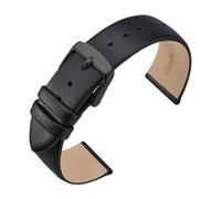 LQXHZ Bracelets De Montre 16 Mm, 18 Mm, 20 Mm, 22 Mm, En Cuir De Veau Véritable Avec Boucle En Acier Inoxydable For Hommes Et Femmes(Black-Black Buckle,16mm)