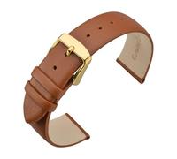 LQXHZ Bracelets De Montre 16 Mm, 18 Mm, 20 Mm, 22 Mm, En Cuir De Veau Véritable Avec Boucle En Acier Inoxydable For Hommes Et Femmes(Brown-Gold Buckle,18mm)