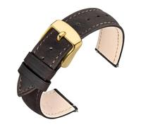 LQXHZ Bracelets De Montre En Cuir Crazy Horse Vintage 18 Mm, 19 Mm, 20 Mm, 21 Mm, 22 Mm, For Hommes Et Femmes, Remplacement Rapide(Dark Brown-Gold,22mm)