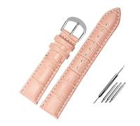 LQXHZ Bracelets De Montre En Cuir Véritable For Femmes Et Hommes, 12 Mm, 15 Mm, 14 Mm, 16 Mm, 18 Mm, 20 Mm, Rouge Et Noir, Accessoires(Pink silver,16mm)