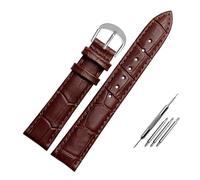 LQXHZ Bracelets De Montre En Cuir Véritable For Femmes Et Hommes, 12 Mm, 15 Mm, 14 Mm, 16 Mm, 18 Mm, 20 Mm, Rouge Et Noir, Accessoires(Brown silver,16mm)