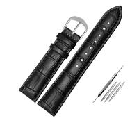 LQXHZ Bracelets De Montre En Cuir Véritable For Femmes Et Hommes, 12 Mm, 15 Mm, 14 Mm, 16 Mm, 18 Mm, 20 Mm, Rouge Et Noir, Accessoires(Black silver,19mm)