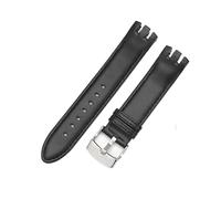 LQXHZ Compatible Avec Les Bracelets De Montre Swatch, Étanches Et Résistants À La Transpiration, Interface Arc, Accessoires, Bracelet De Montre En Cuir Véritable De 20 Mm(Black-Steel)
