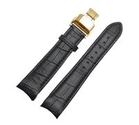 LQXHZ Compatible Avec Les Bracelets De Montre Tissot, Boucle Papillon De Remplacement, Cuir De Vache Véritable(Black-Black-Gold,20mm)