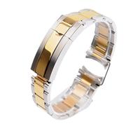 LQXHZ Montre Bracelet Compatible With Rolex Daytona Water Ghost Submariner Accessoires Accessoires Bande Chaîne 20mm 21mm Sangle de montre en acier inoxydable solide(Gold Silver,21mm No Logo)